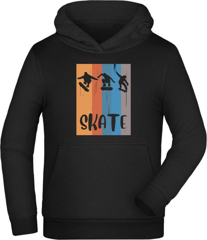 Kids Skater Hoodie Hooded Sweater - Jumping Skater with Skate Print i543